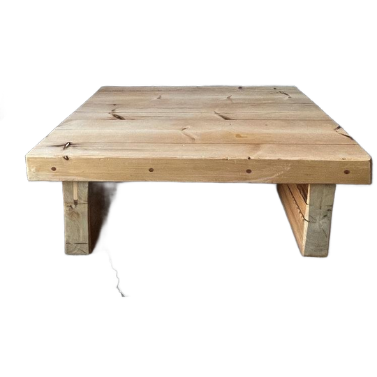 Brutalist Massief Scandinavisch Grenen Bielzen Salontafel 1