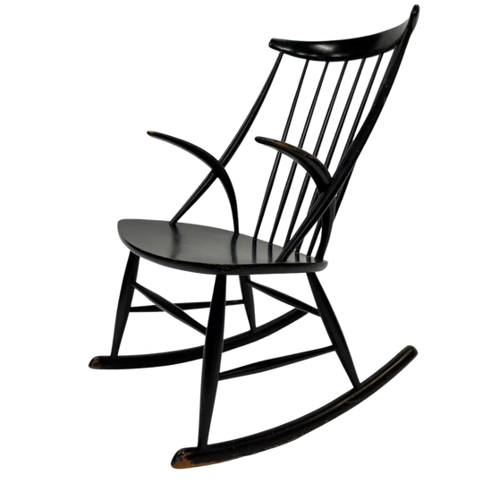 Vintage Illum Wikkelso Schommelstoel Deens Design 1