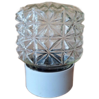 Vintage Glas Plafond Lamp, Plafoniere, Helder Reliëf Glas thumbnail 1