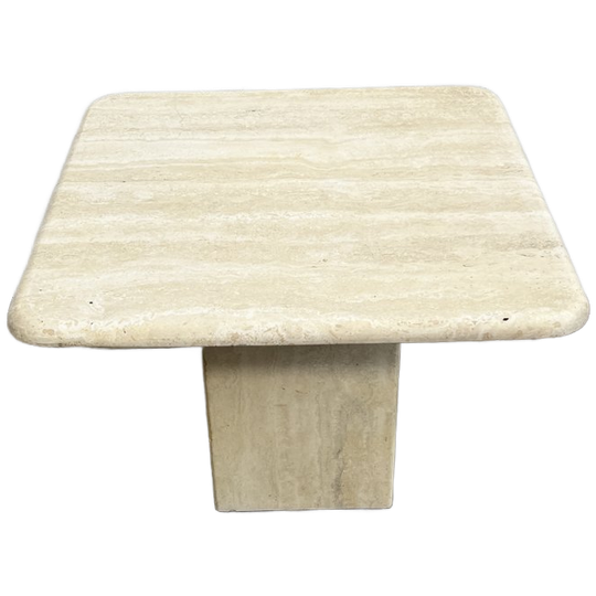 Vintage Travertin Salontafel / Bijzettafel, Vierkant, Italië 1970's 1