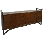 Hout Met Bamboe Dressoir Met Lades, Vintage Sideboard thumbnail 1