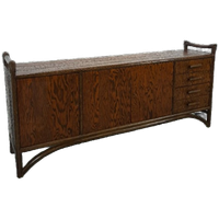 Hout Met Bamboe Dressoir Met Lades, Vintage Sideboard