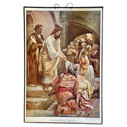 Vintage Religieuze Print Op Karton: “ The Wonderful Healer “