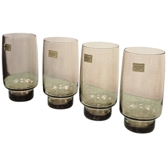 Vintage Longdrink Glazen Luminarc France Rookglas (set Van Vier) 1