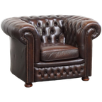Imposante, Engelse Rundleren Chesterfield Fauteuil Met Een Comfortabele Zit En Een Diepe Donkere thumbnail 1