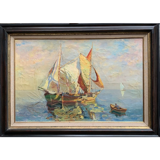 Zeegezicht. In De Stijl Van Het Impressionisme. Olieverf Op Canvas. 1