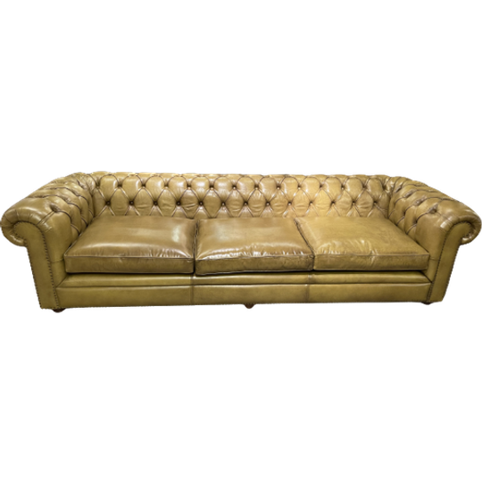 Stoere Industriële Chesterfield Rossendale Xxl Chesterfield 4 Zits Bank In Handwash Mosterd Leder 1