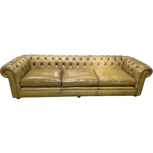 Stoere Industriële Chesterfield Rossendale Xxl Chesterfield 4 Zits Bank In Handwash Mosterd Leder