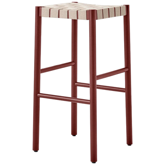 &tradition | Betty Tk8 Barkruk Van Hout En Linnen, Bordeauxrood 1