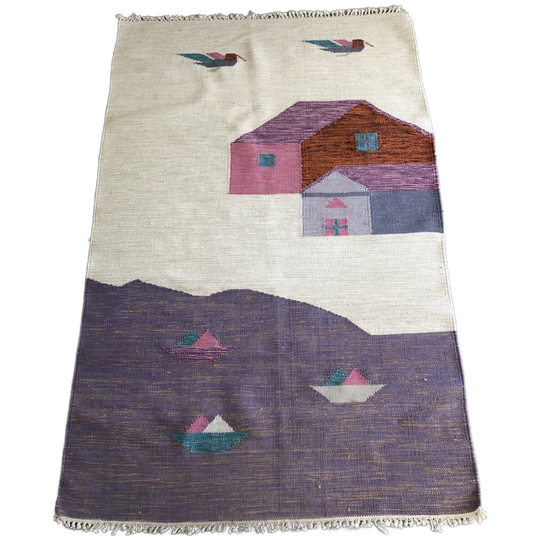 Wollen Zweeds Rollakan Kleed, Vloerkleed, Beachhouse, Seaside 1