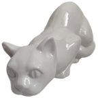 Vintage Keramiek Kat Poes Wit Beeldje Decoratie thumbnail 1