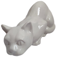 Vintage Keramiek Kat Poes Wit Beeldje Decoratie