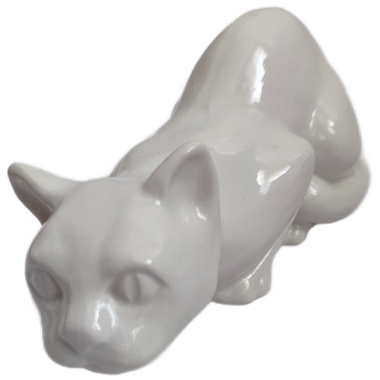 Vintage Keramiek Kat Poes Wit Beeldje Decoratie 1