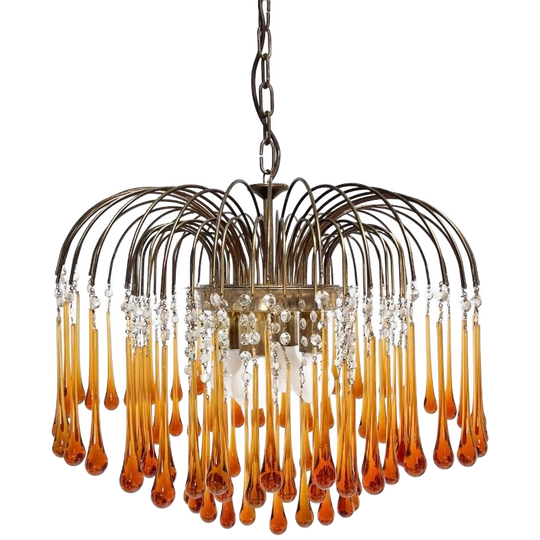 Kristallen Xl Plafondlamp Met Teardrops, 1970'S 1