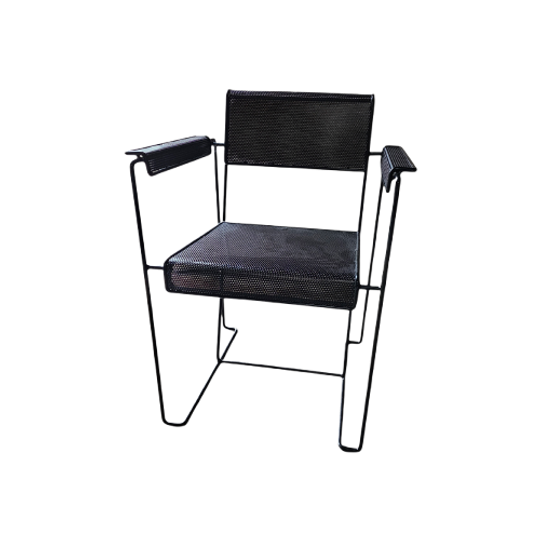 Minimalist Steel Perforated Chairs / Netherlands 1970s 1