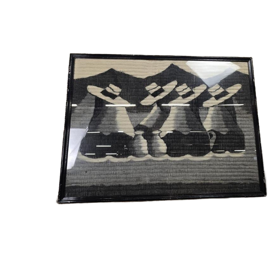 Vintage Wollen Wanddecoratie In Kader 1