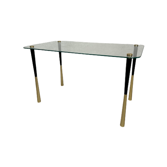 Vintage Bijzettafel Glas En Metaal 1