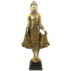 Enorm Boeddhabeeld Verguld Hout Mandalay Birma 140Cm thumbnail 1