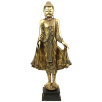 Enorm Boeddhabeeld Verguld Hout Mandalay Birma 140Cm