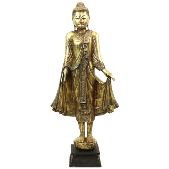 Enorm Boeddhabeeld Verguld Hout Mandalay Birma 140cm 1