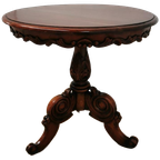 Antieke Ronde Salontafel, Koffietafel Wijntafel Mahonie Hout thumbnail 1