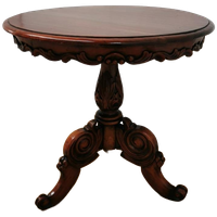 Antieke Ronde Salontafel, Koffietafel Wijntafel Mahonie Hout
