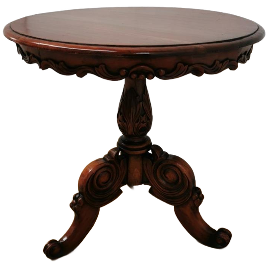 Antieke Ronde Salontafel, Koffietafel Wijntafel Mahonie Hout 1