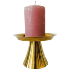 Vintage Mid-century Strakke Messing Kaarsenhouder Gouden Kandelaar 1950’s thumbnail 1