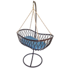 Vintage Rotan Hangend Baby Wiegje Schommel Bedje. thumbnail 1