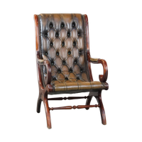 Karaktervolle Groene Vintage Rundleren Engelse Chesterfield Fauteuil Met Een Sierlijke Vormgeving