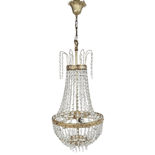 Chandelier - Empire Stijl - Kristal - Messing - 20e Eeuw 1