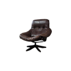 Leather Swivel Lounge Chair By Gerald Easden For Module thumbnail 1