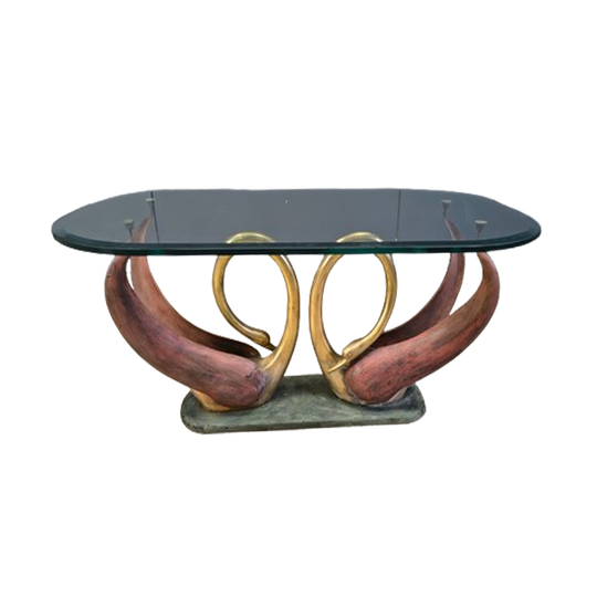 Vintage Brass Swan Coffee Table, 1980s 1