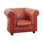 Klassieke, In Goede Staat Verkerende Gladde Rundleren Engelse Chesterfield Clubfauteuil thumbnail 1