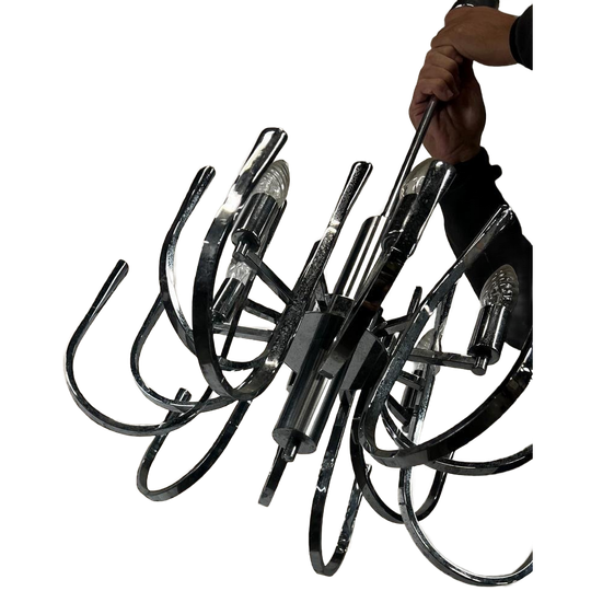 Vintage Chromen Luster / Hanglamp Met 6 Lichtpunten 1