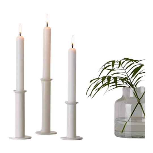 Set Kandelaars Ikea Design Hagberg 80S - Nieuw In Doos - Wit Metaal Cylinder Vorm 1