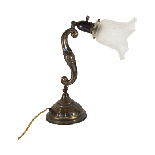 Art Deco - Desklamp With Pressed Glass And Bakelite Fitting 1