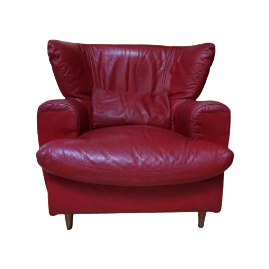 Rood Leren Lounge Fauteuil Door Calia Italia, 1990s 1
