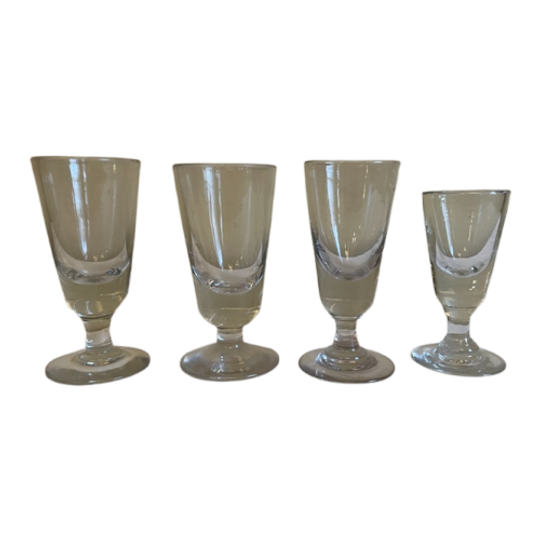 4 X 19e Eeuwse Glazen Absinth Wijnglazen Frans 1