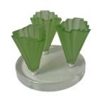 Art Deco - Bagley Green - Uranium Glass - Set Of Three ‘Grantham’ Vases Mounted On Transparent Foot thumbnail 1