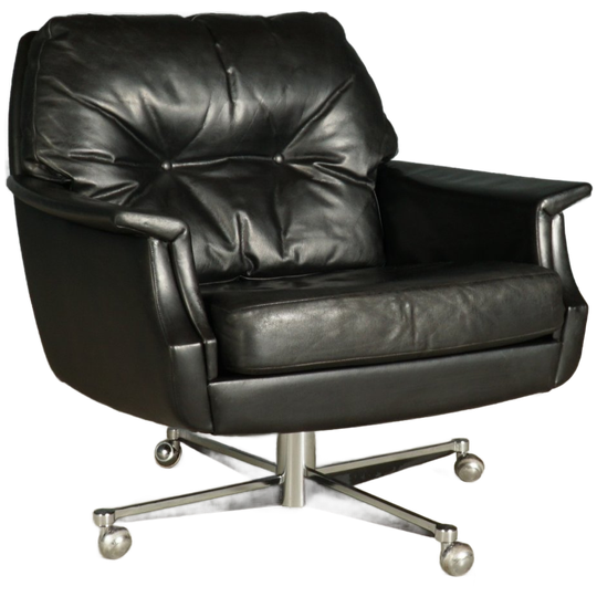 Vintage Lederen Draaifauteuil – Jaren 70 1