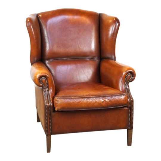 Prachtige En Comfortabele Schapenleren Oorfauteuil Met Een Geweldig Patina 1