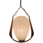 Vintage Scandinavische Teak En Glas Hanglamp. thumbnail 1