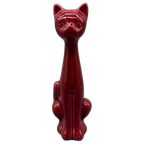 Longneck Kat Wijnrood Keramiek 70's thumbnail 1