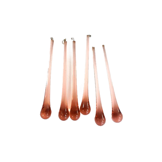 Vintage Glazen Pegels-druppels 16 Cm. Roze Murano 1