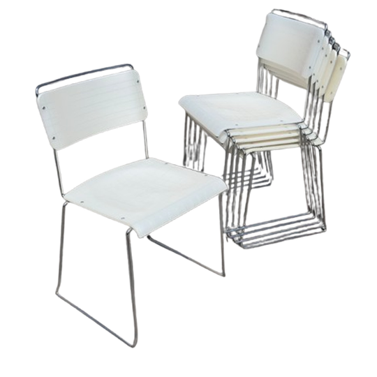 Spilimbergo Stoelen - Italiaans Ontwerp Jaren 1970 | Wit & Chroom 1