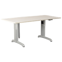 Gispen Bureau, Gekalkt Eiken Blad, 170 X 80 Cm, Hoogte Instelbaar Onderstel D.m.v. Handslinger
