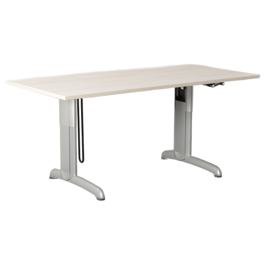 Gispen Bureau, Gekalkt Eiken Blad, 170 X 80 Cm, Hoogte Instelbaar Onderstel D.m.v. Handslinger 1