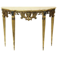 Prachtige Antieke Bladgoud Vergulde Console Marmer Louis Xvi Stijl