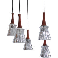 Midcentury Hanglamp Cascade Teak En Kristal